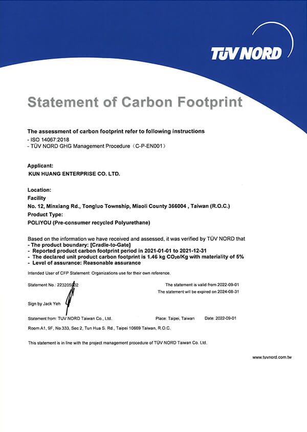 2022-2024 Statement of Carbon Footprint ISO 14067: 2018